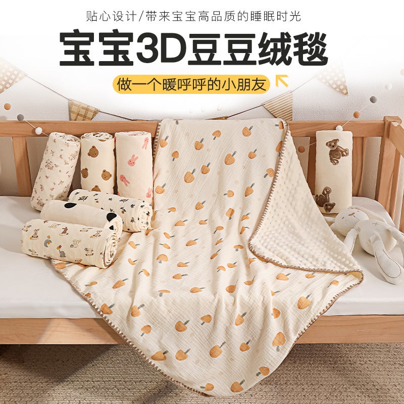 Baby Beanie Blanket Four Seasons Gauze Air Conditioning Quilt Children'S Cotton Wrinkle Baby Blanket Cartoon Pure Cotton Comfort Blanket - Image 2